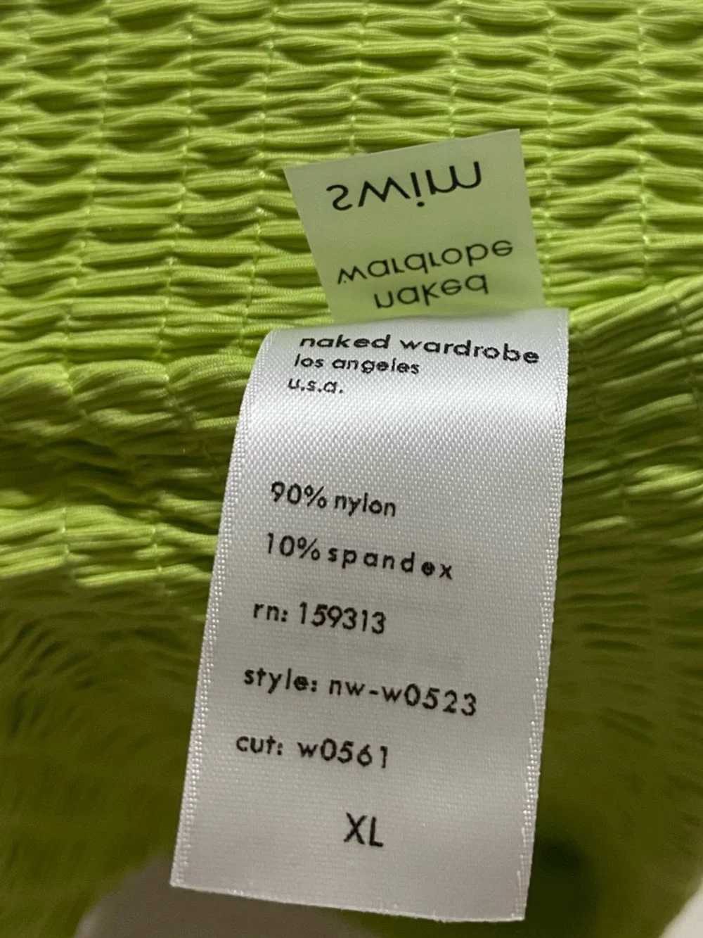 NAKED WARDROBE Bikini NWT Lime Green Size XL